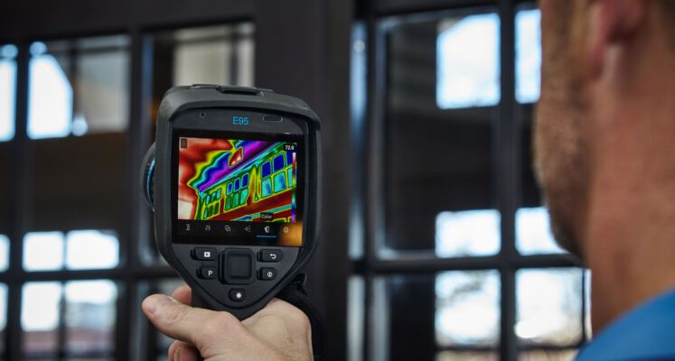 Thermal imaging camera taking picture in construction industry