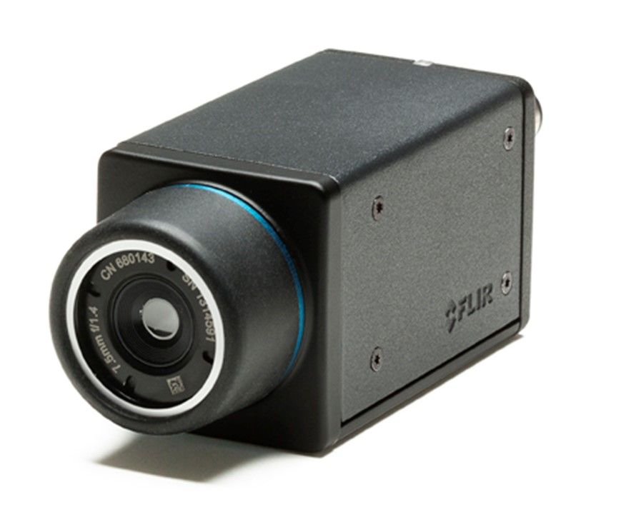 La caméra thermique FLIR A35/A65 vue de face. Le logo FLIR se trouve sur le côté.