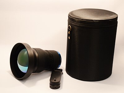 IR lens 7° for the FLIR T1020 thermal imaging camera with a lens pouch and mounting bracket.